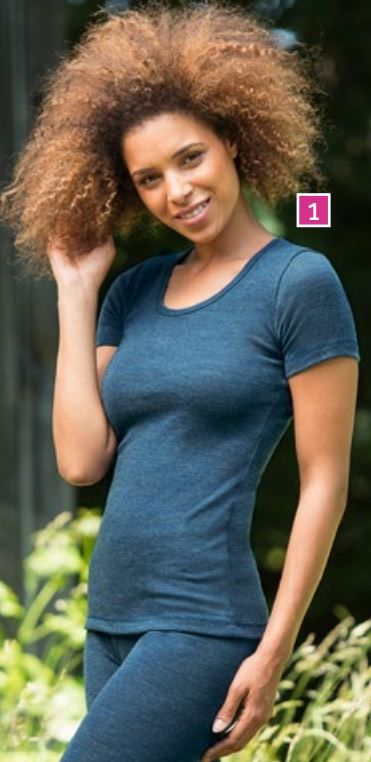 ENGEL Áo ngắn tay phụ nữ 100% Merino wool Sapphire