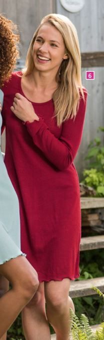 ENGEL Váy ngủ dài tay có bèo 70% Merino wool 30% Silk Mauve