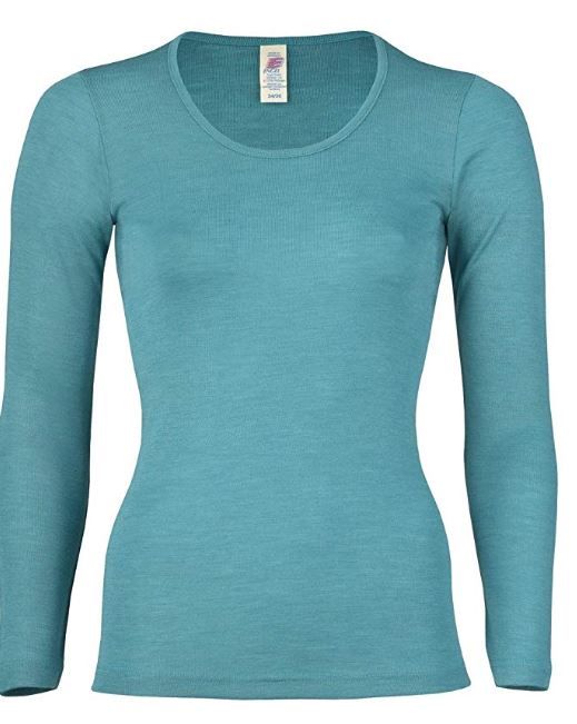ENGEL Áo dài tay phụ nữ 100% Merino wool Turquoise