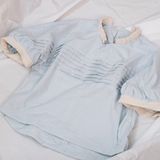  Áo crop top Pale blue | Chambray shirt | CHOI SEWING 