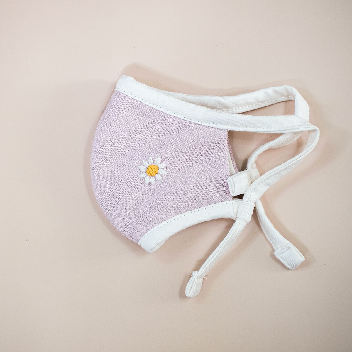  Khẩu trang thêu dây rút | Embroidery mask | Daisy | Mauve | CHOI SEWING 