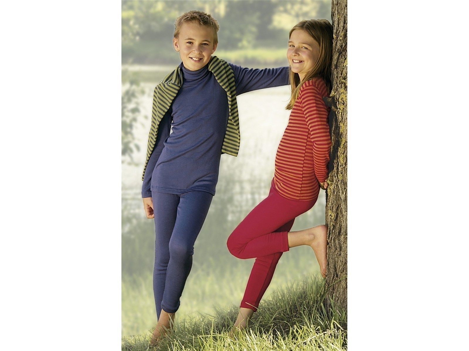 ENGEL Quần legging 100% Merino wool Red melange