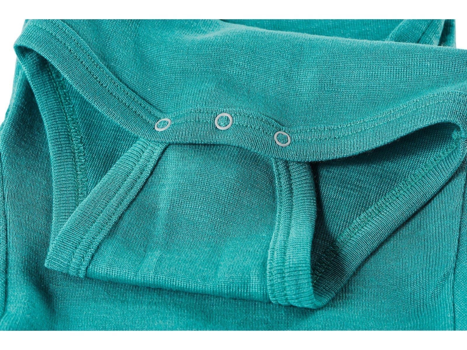 ENGEL Bodysuit dài tay nút vai 70% Merino wool 30% Silk Ice-blue