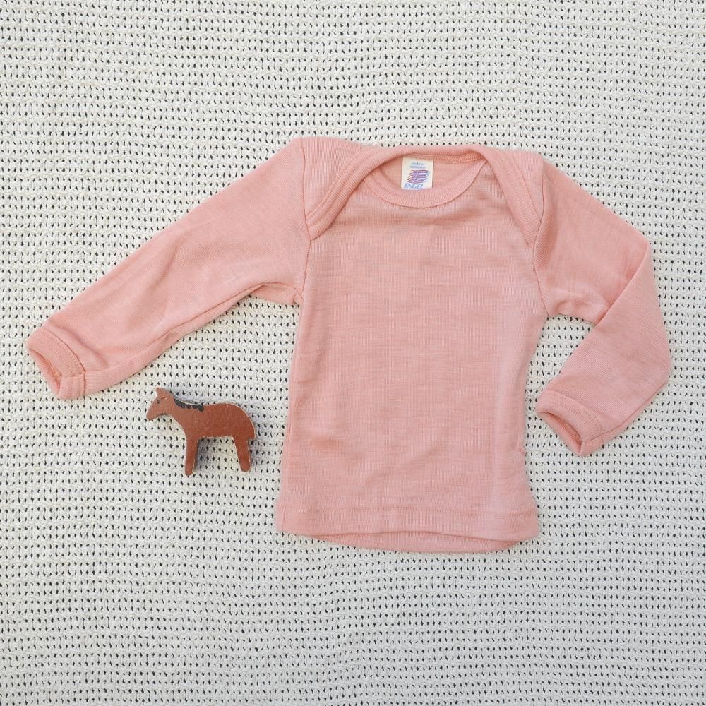 ENGEL Áo dài tay đắp vai 70% Merino wool 30% silk Salmon