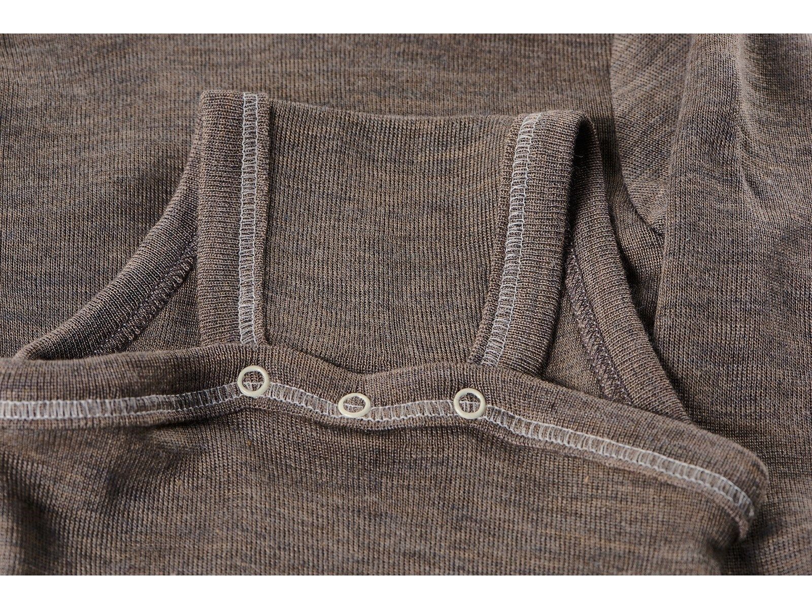 ENGEL Bodysuit dài tay nút vai 70% Merino wool 30% Silk Walnut