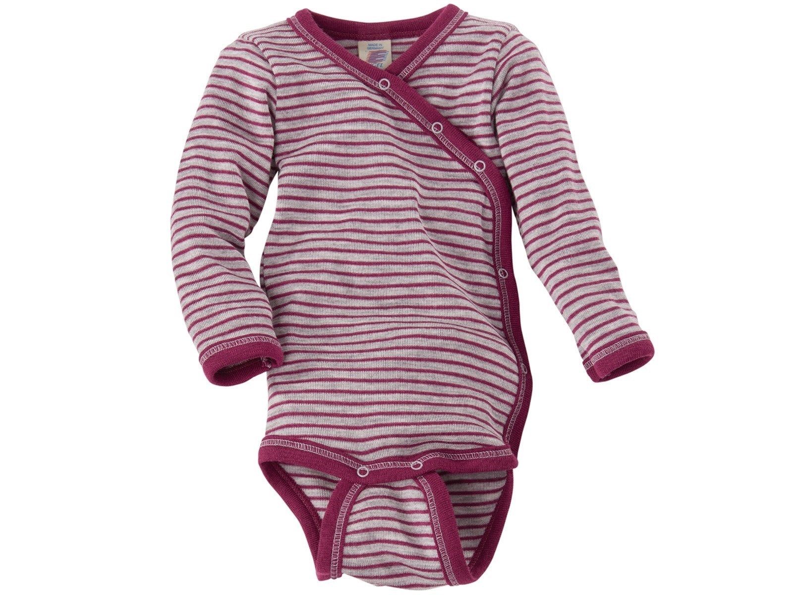 ENGEL Bodysuit dài tay vạt xéo 70% Merino wool 30% silk Grey melange/Orchid