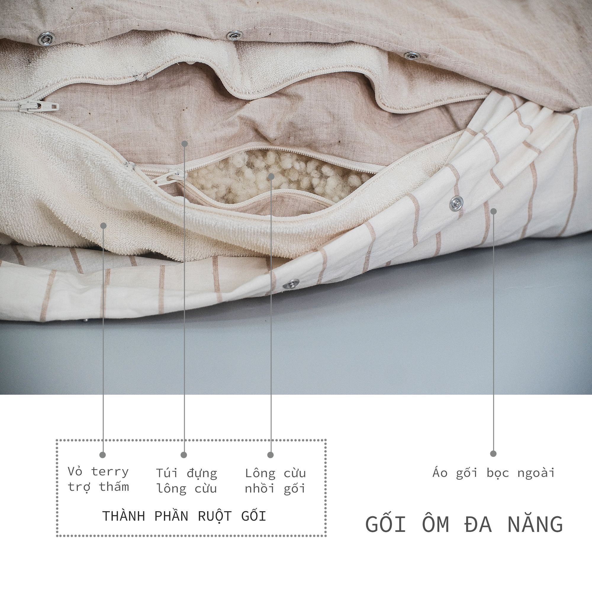 Ruột gối ôm đa năng 25x160cm | Multifunctional nursing Pillow | CHOI SEWING