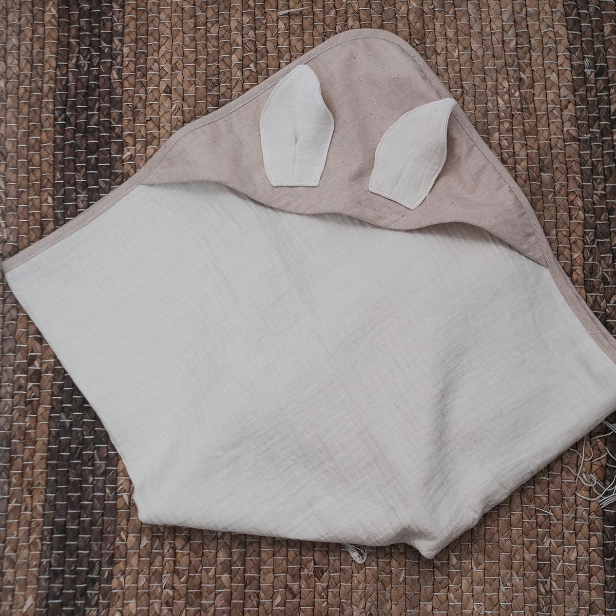 COTONEA Khăn xô Musselin có nón lau tắm, quấn bé Beige