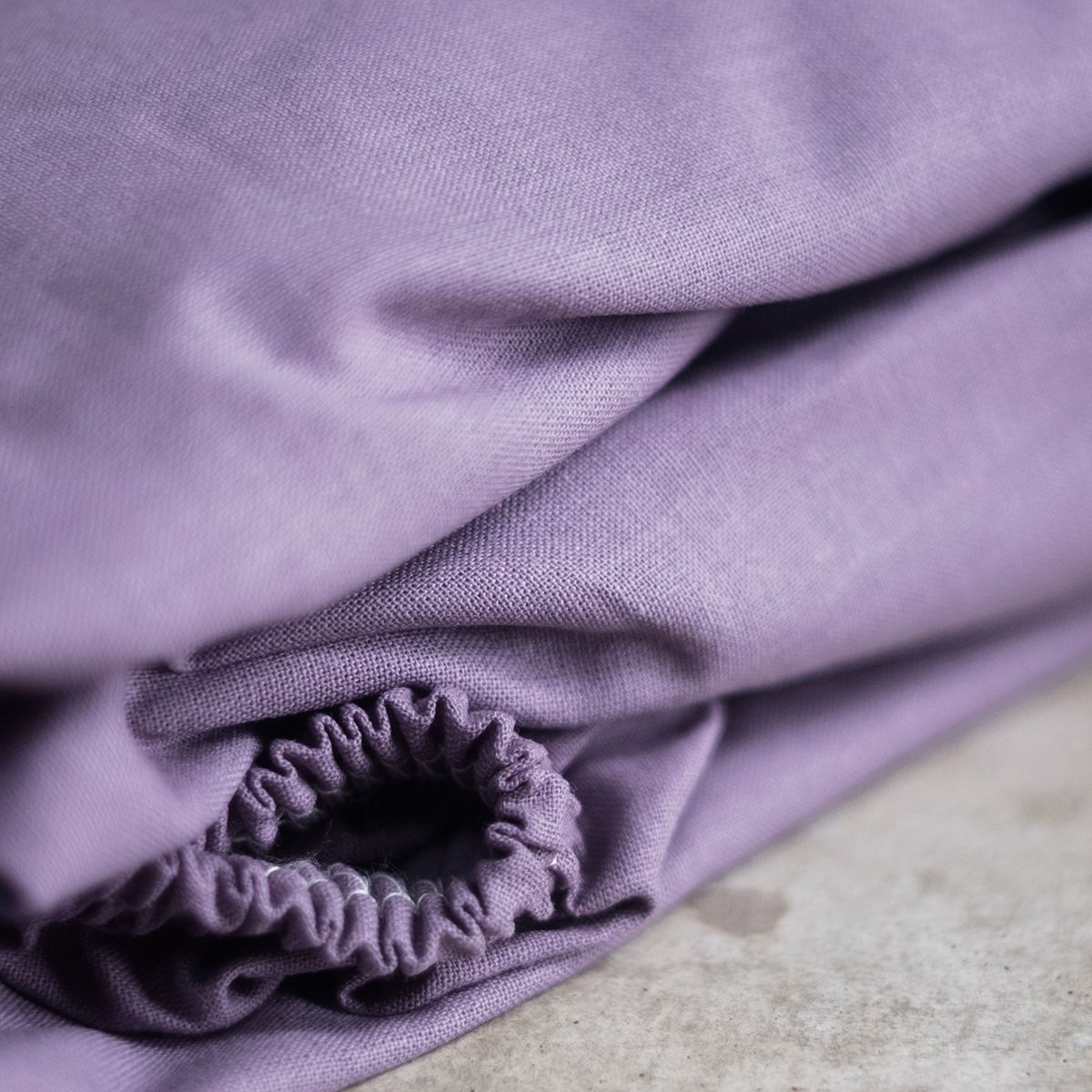 COTONEA Drap cotton bọc nệm dệt kiểu linen màu lilac