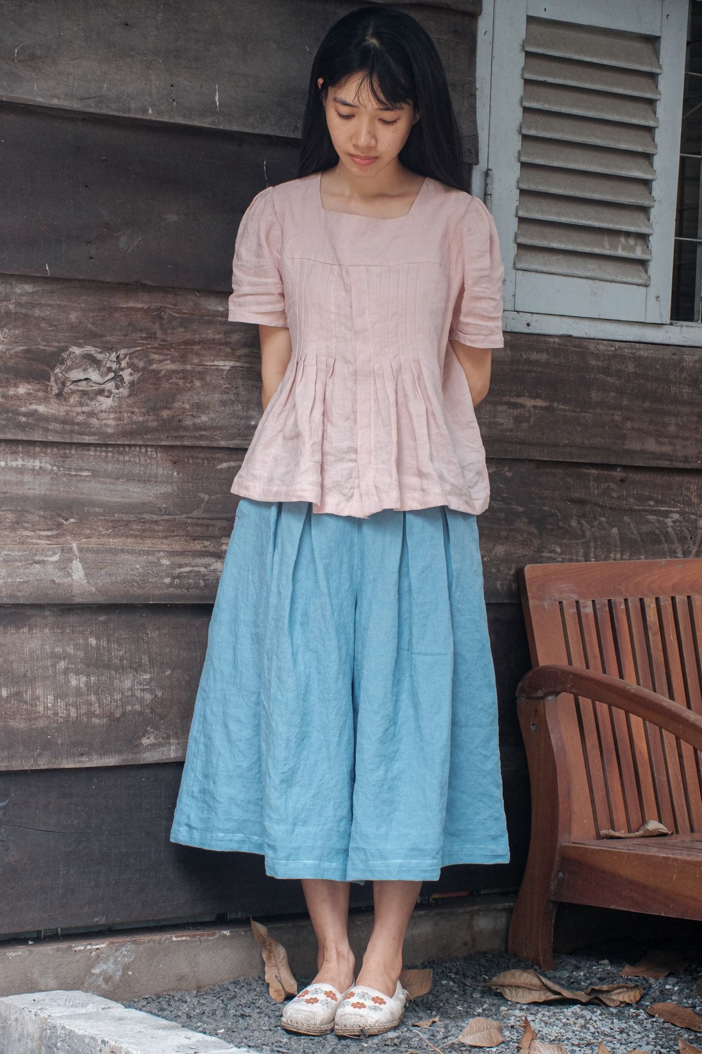 Quần váy | Sea Blue European linen Culottes | CHOI SEWING | PRE-ORDER