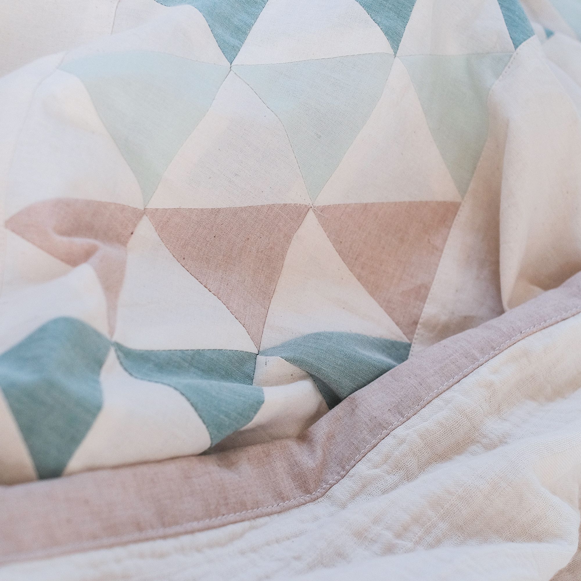 COTONEA Chăn 2 lớp Cotton/Musselin ghép vải Pastel green/Sage/Beige/Nature