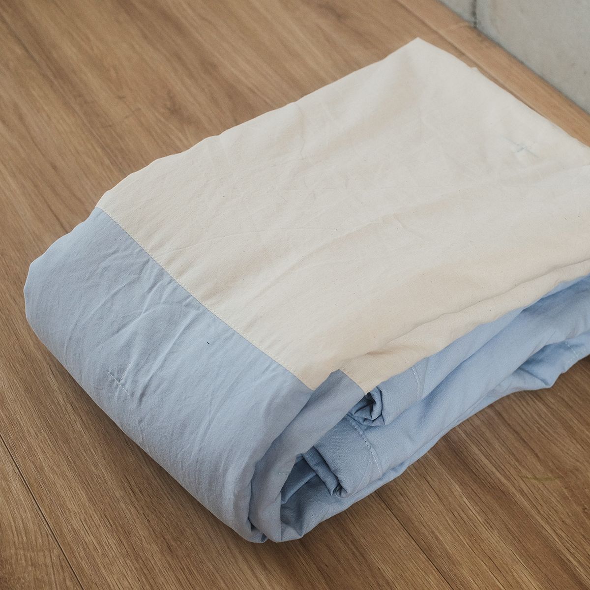 COTONEA Chăn 2 lớp Cotton linen/Musselin màu Ice blue/Nature