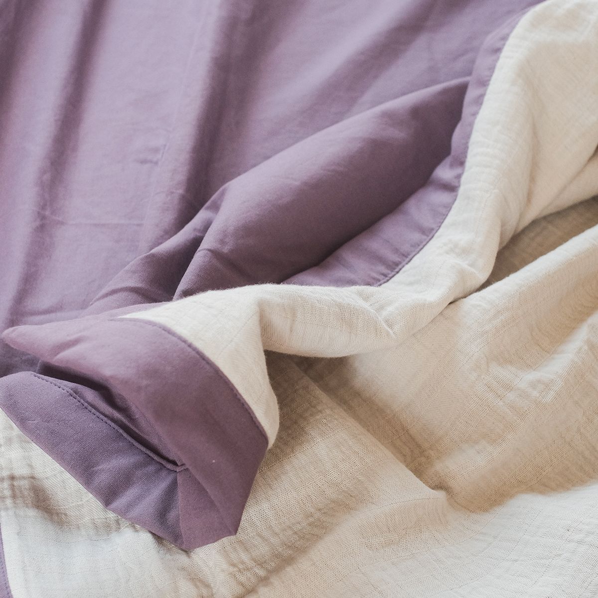 COTONEA Chăn 2 lớp Cotton linen/Musselin màu Lilac