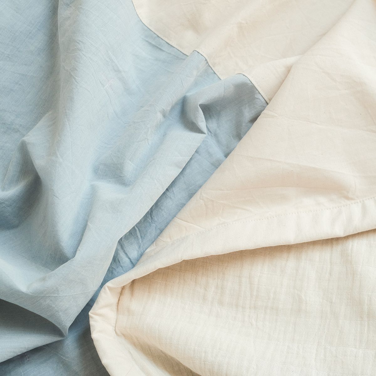 COTONEA Chăn 2 lớp Cotton linen/Musselin màu Pastel blue