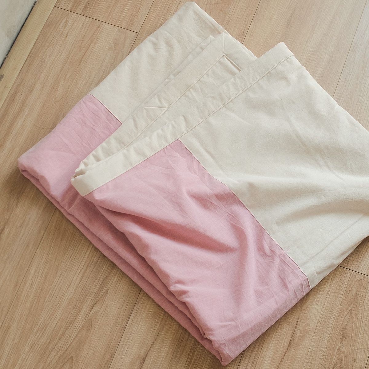 COTONEA Chăn 2 lớp Cotton chambray/Musselin màu Pastel pink/Nature