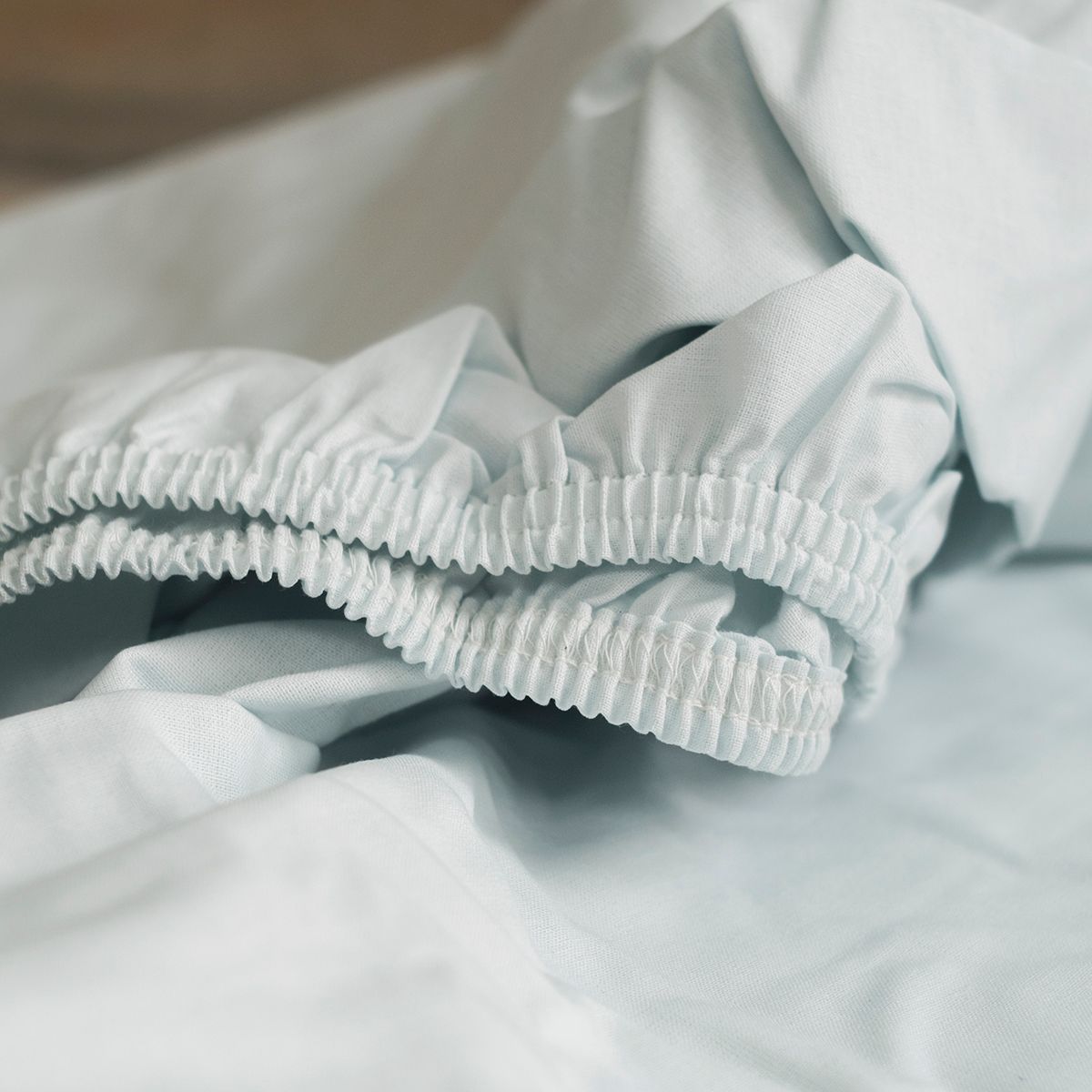 COTONEA Drap cotton bọc nệm dệt kiểu linen Pale blue