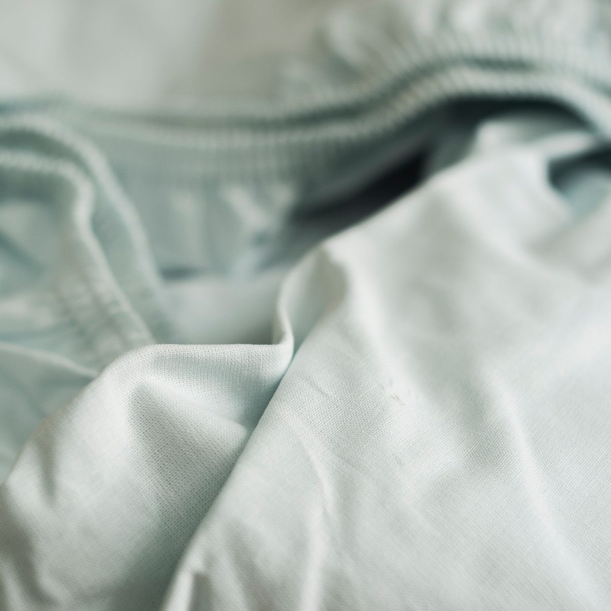 COTONEA Drap cotton bọc nệm dệt kiểu linen Pale blue