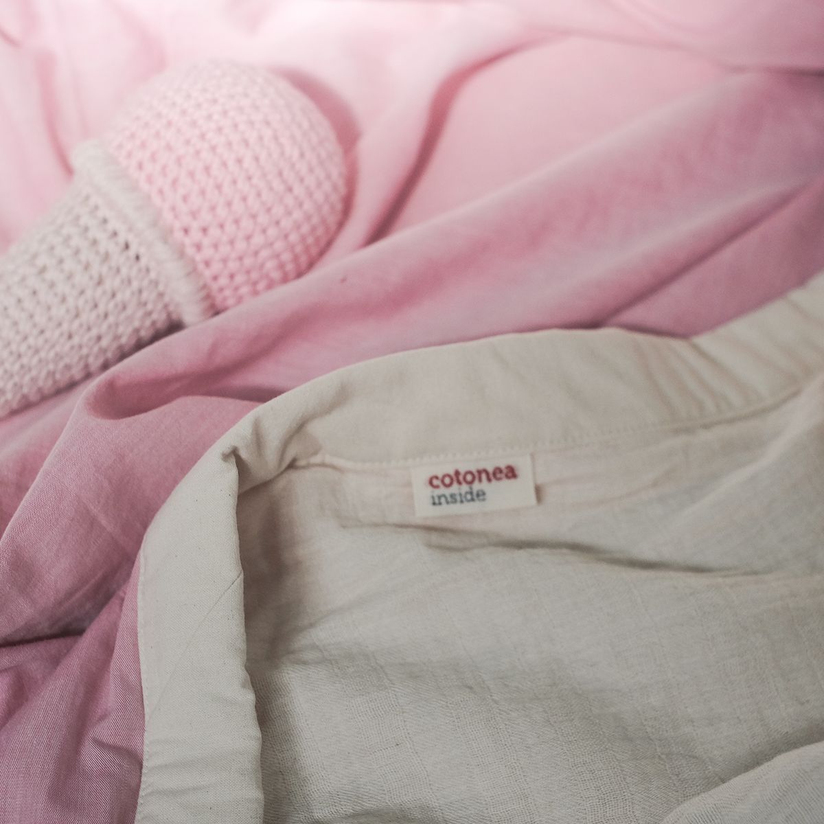COTONEA Chăn 2 lớp Cotton chambray/Musselin màu Pastel pink