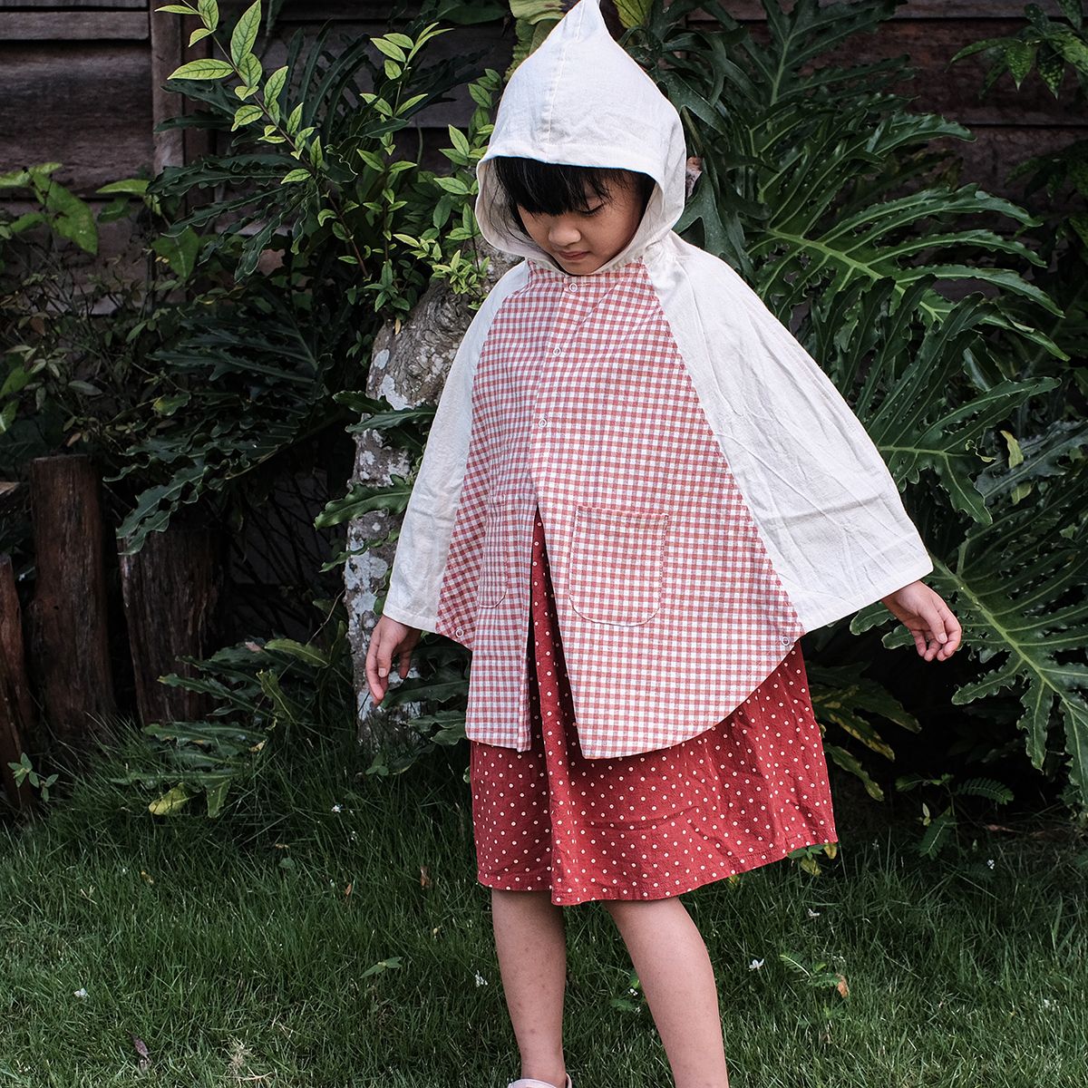 Áo khoác cánh dơi | Poncho | Vichy caro Red | CHOI SEWING | READY TO SHIP