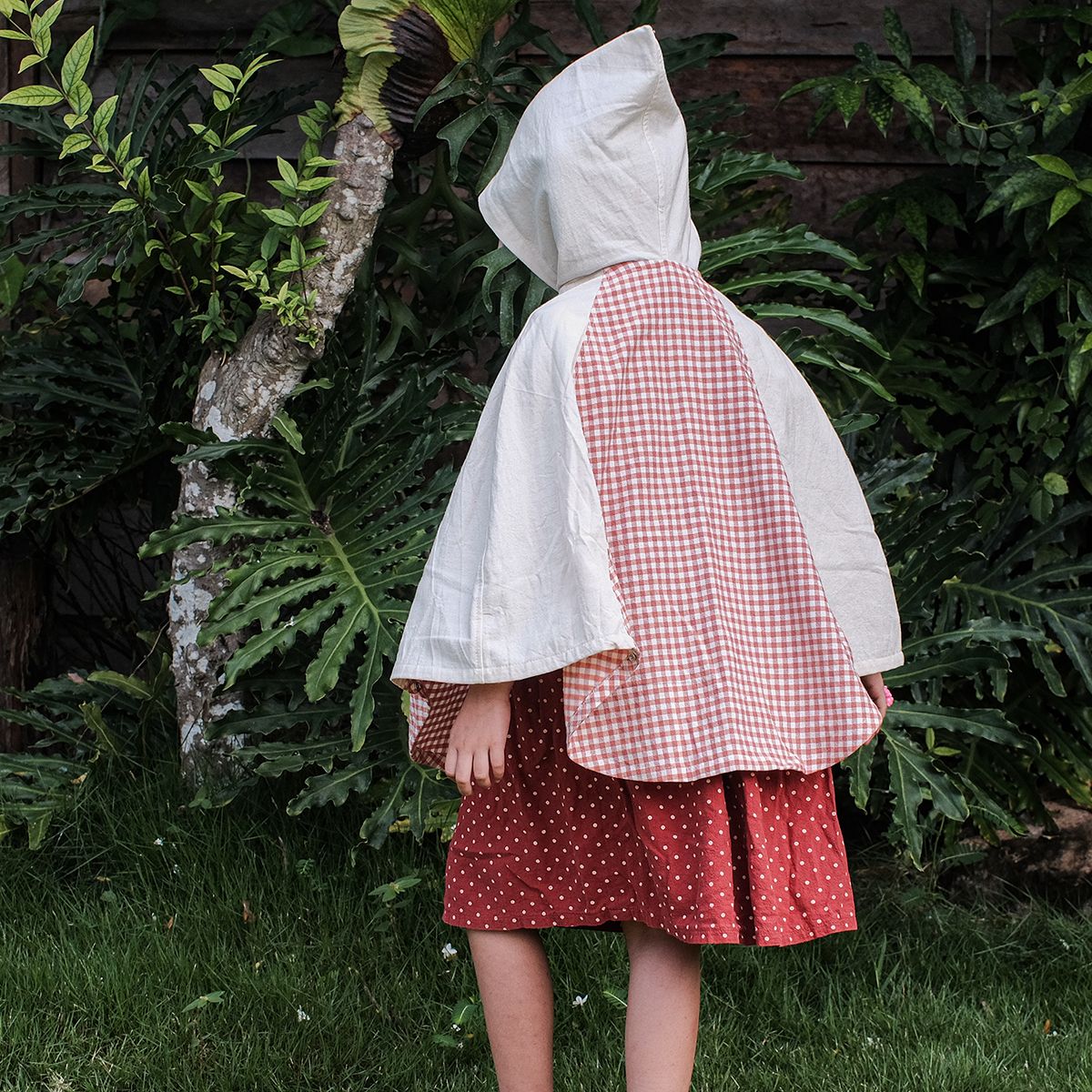  Áo khoác cánh dơi | Poncho | Vichy caro Red | CHOI SEWING 