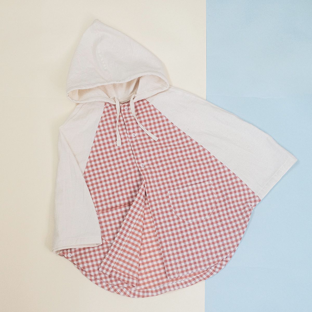 Áo khoác cánh dơi | Poncho | Vichy caro Red | CHOI SEWING | READY TO SHIP
