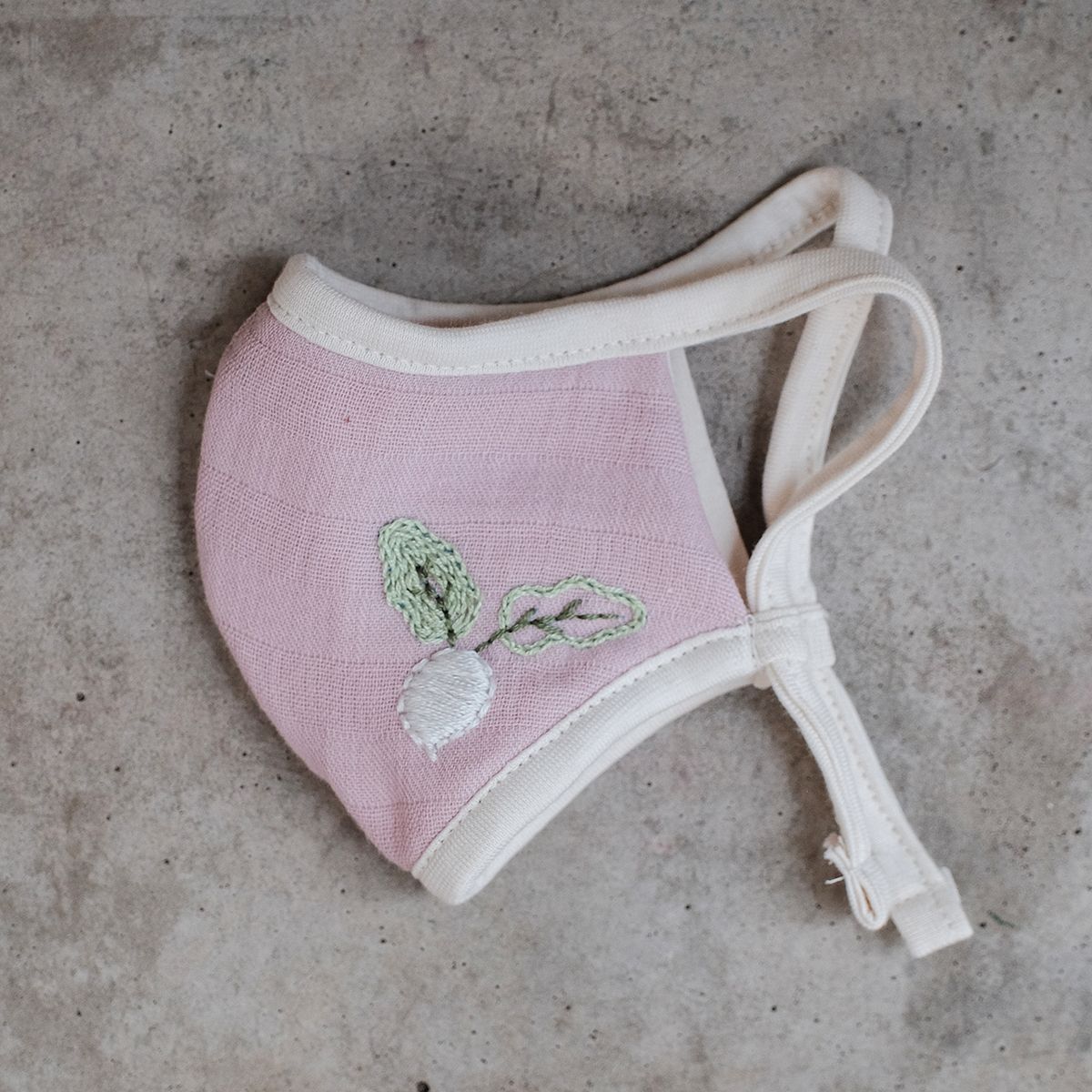LAST STOCK - Khẩu trang thêu dây rút | Embroidery mask | Radish | Mauve | CHOI SEWING