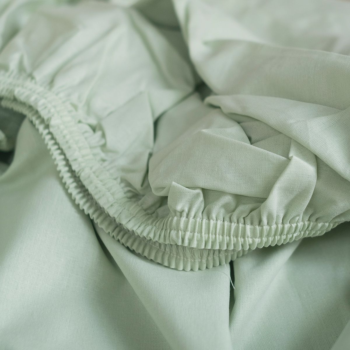 COTONEA Drap cotton bọc nệm dệt kiểu linen Sage