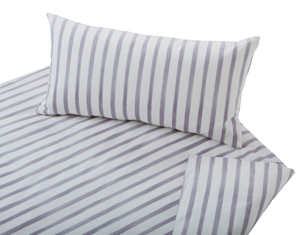 COTONEA Satin watercolor stripe bedding