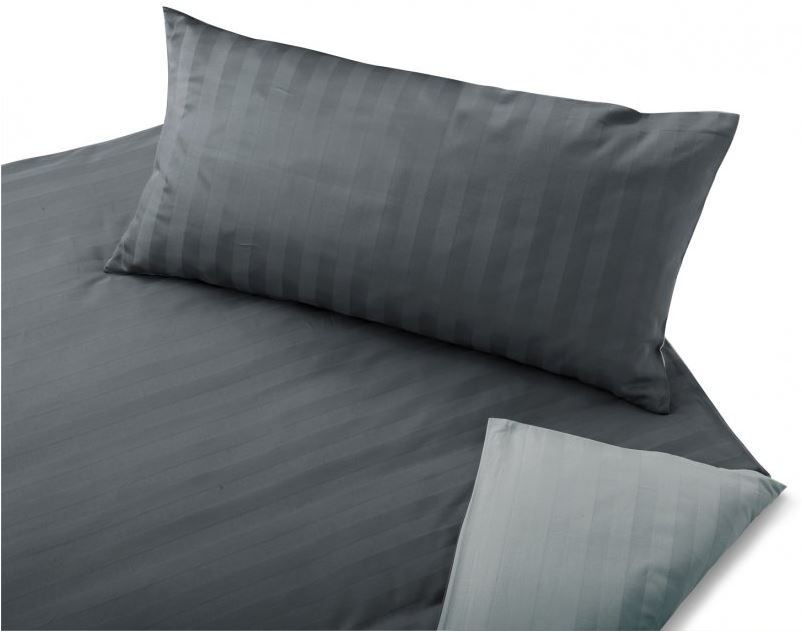 COTONEA Satin Linea Bedding Grey/Anthracite