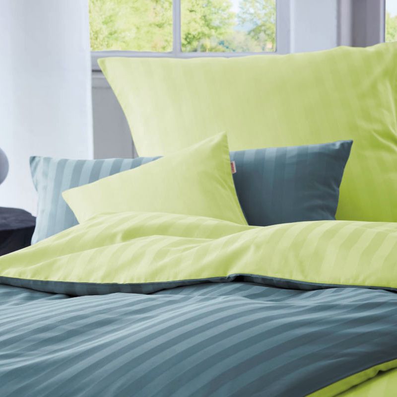 COTONEA Satin Linea Bedding reversible Heaven/Light green
