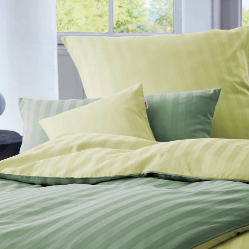 COTONEA Satin Linea Bedding reversible Lime/Kiwi