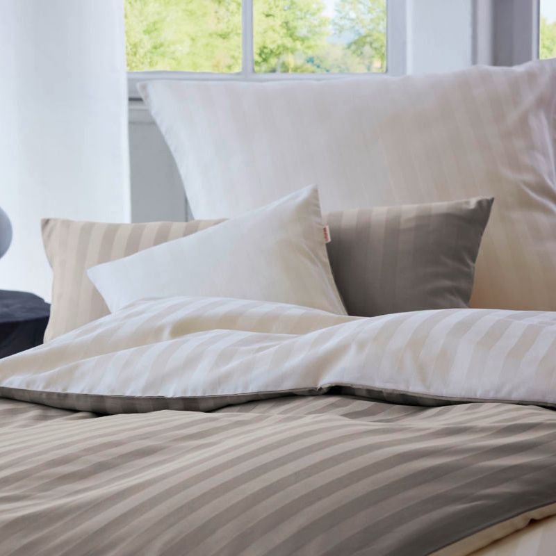COTONEA Satin Linea Bedding reversible Nutmeg/Nature