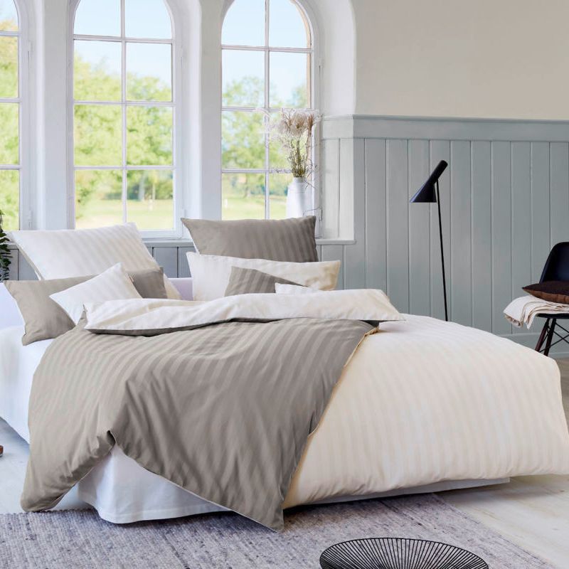 COTONEA Satin Linea Bedding reversible Nutmeg/Nature