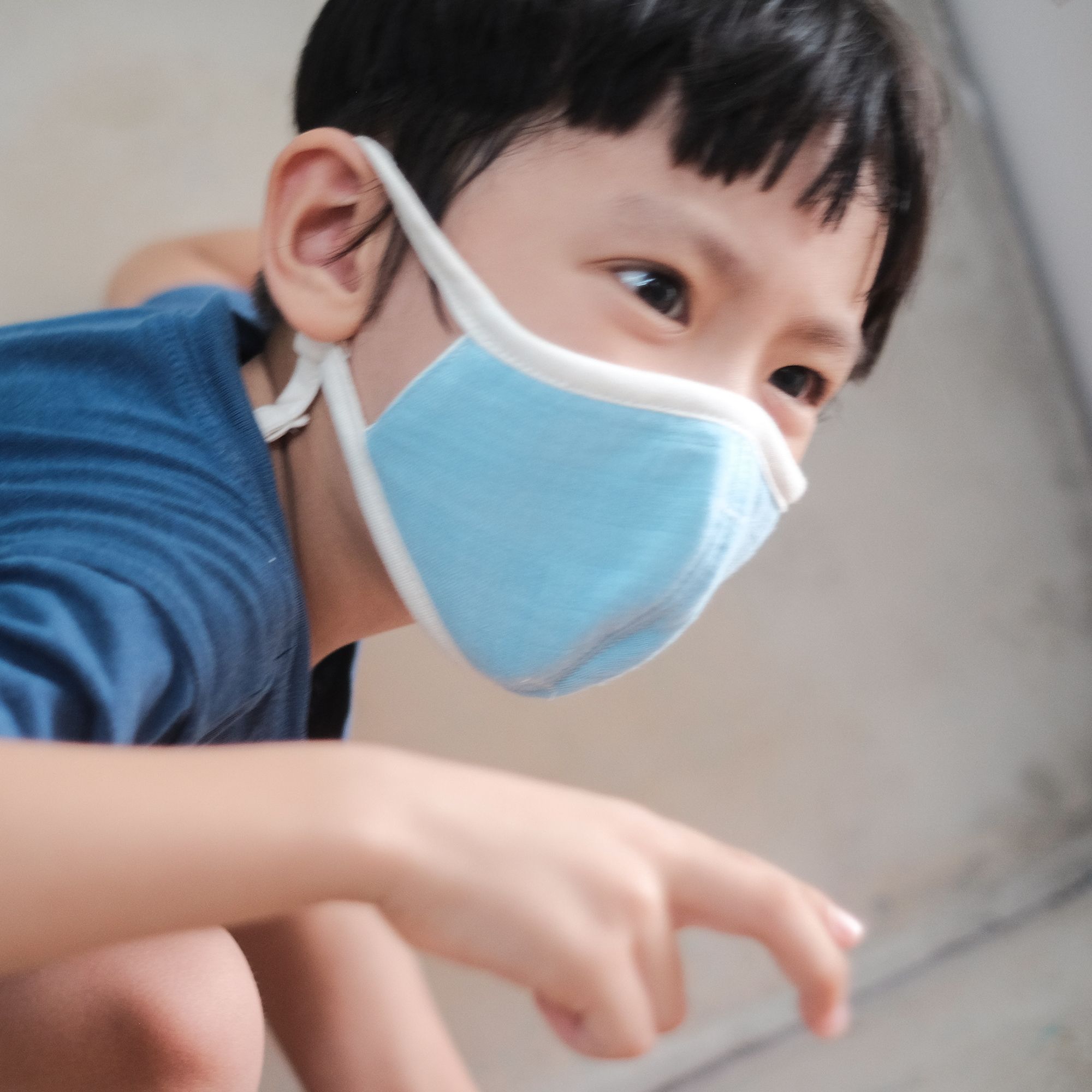 LAST STOCK - Khẩu trang trơn dây rút | Adjustable mask | Sky blue | CHOI SEWING
