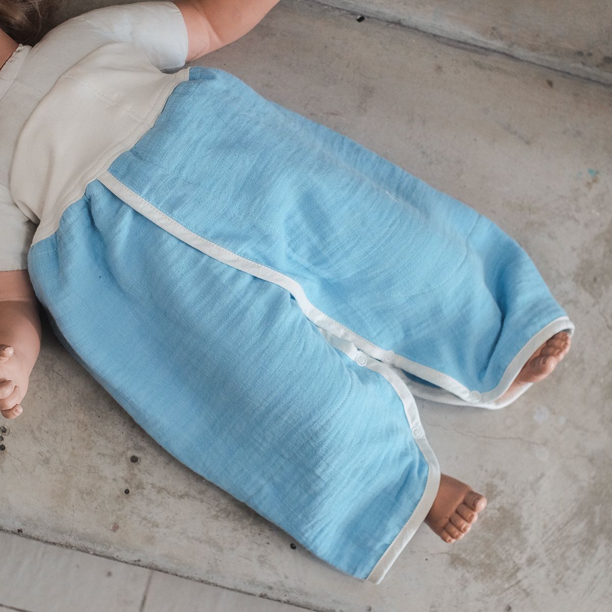 CHOI HANDMADE Quần Samurai vạt xéo Split pant musselin/terry Sky blue