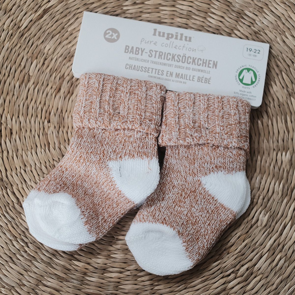 LUPILU Set 2 đôi tất dày, lật cổ màu nâu