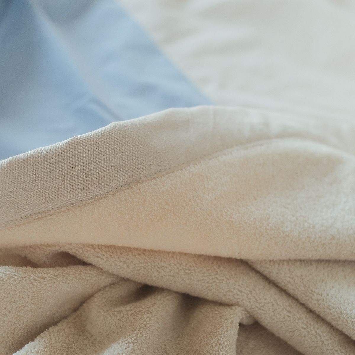 COTONEA Chăn 2 lớp Cotton/Terry màu Ice blue/Nature