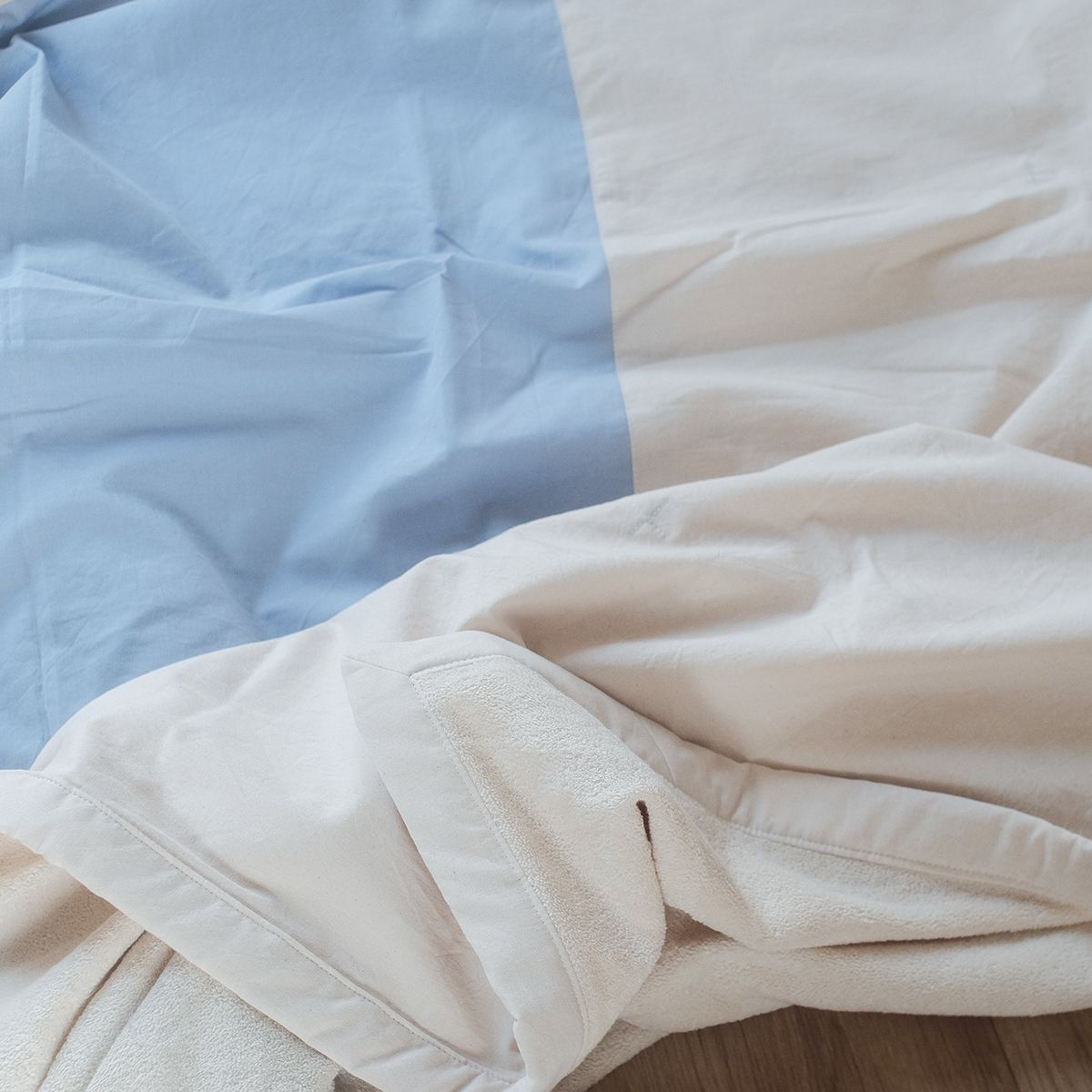 COTONEA Chăn 2 lớp Cotton/Terry màu Ice blue/Nature