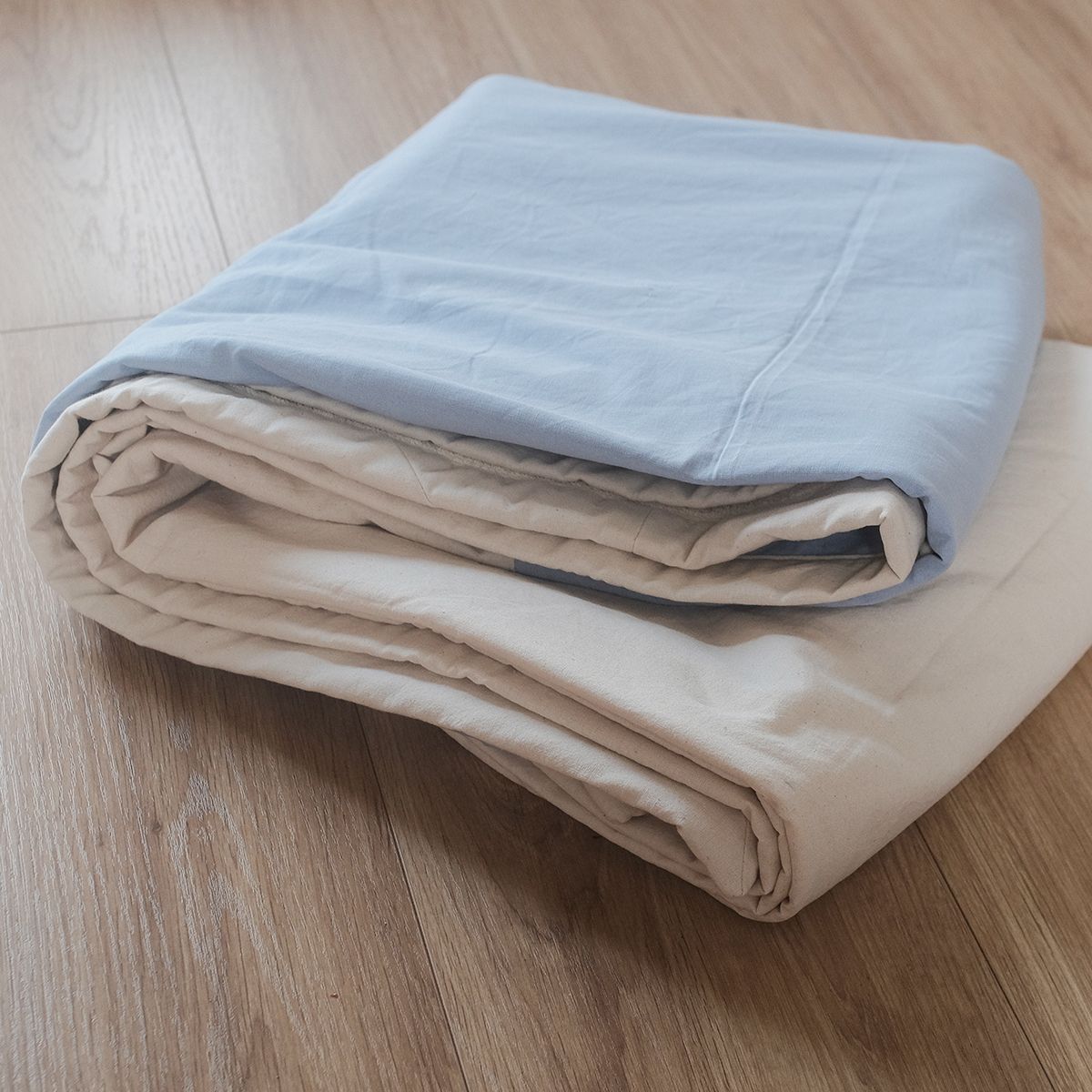 COTONEA Chăn 2 lớp Cotton/Terry màu Ice blue/Nature