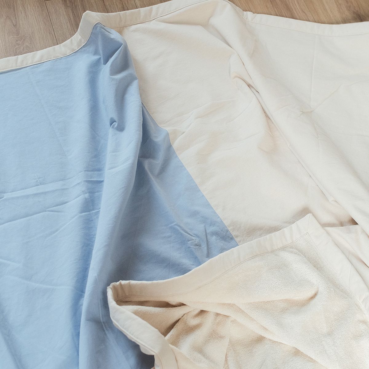 COTONEA Chăn 2 lớp Cotton/Terry màu Ice blue/Nature