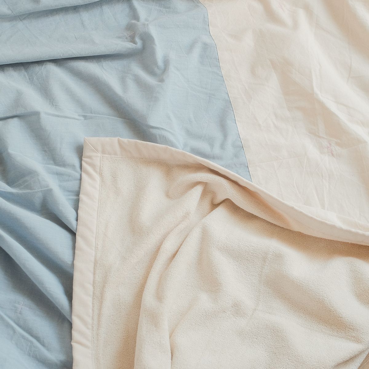 COTONEA Chăn 2 lớp Cotton chambray/Terry màu Pastel blue
