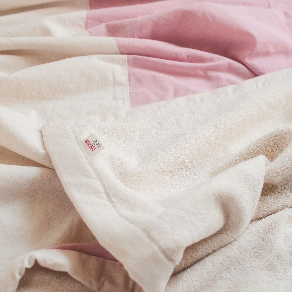 COTONEA Chăn 2 lớp Cotton Chambray/Terry màu Pastel pink