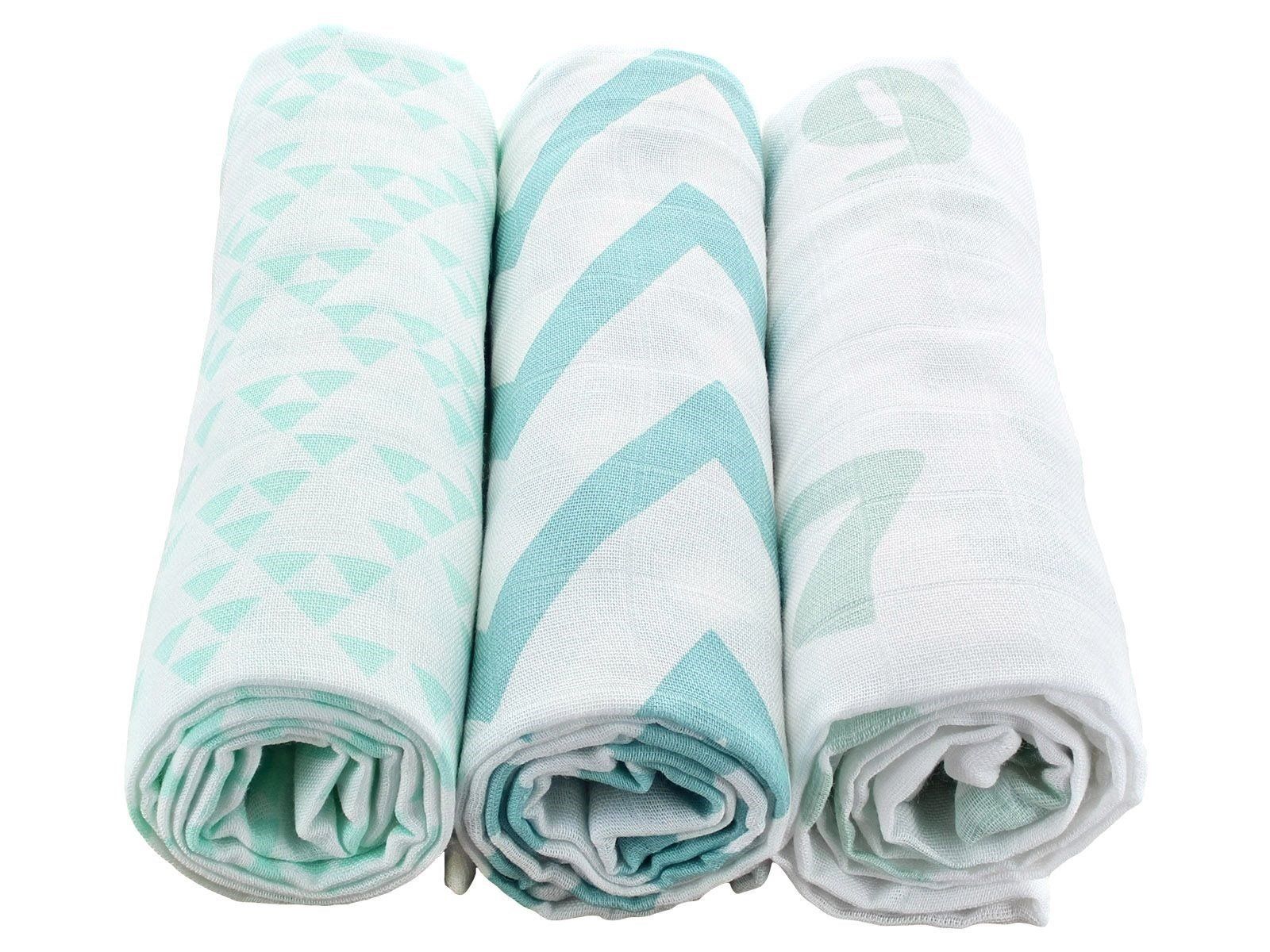 HANS NATUR Khăn xô họa tiết xanh turquoise 75x75cm