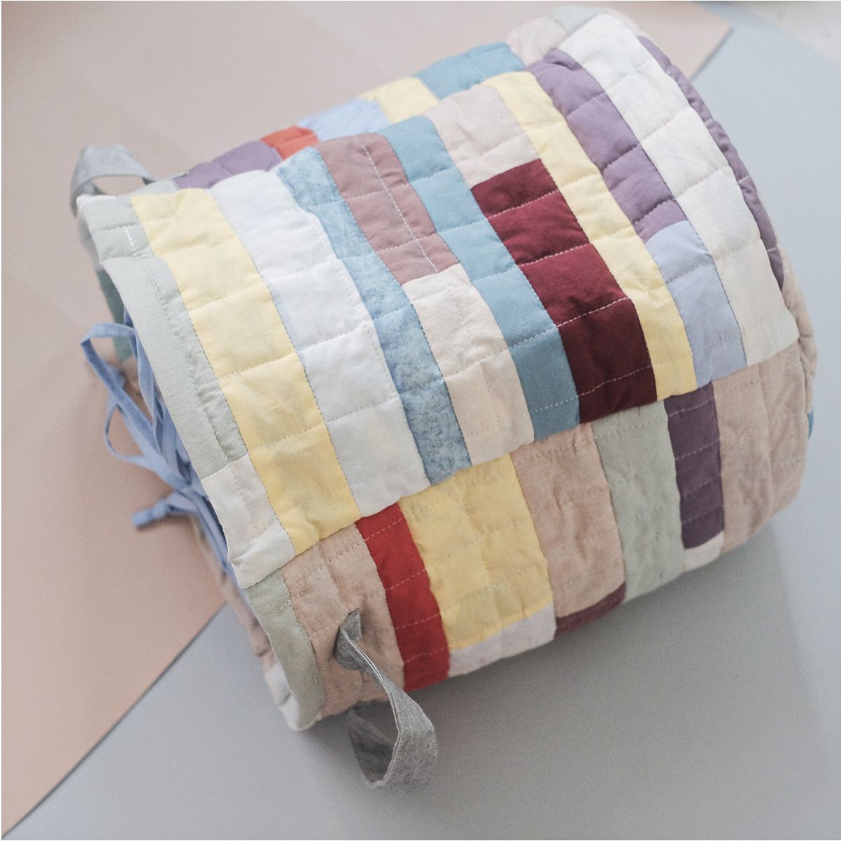 Sọt đựng đồ ghép vải dây rút 30L | Patchwork string Bucket bag | CHOI UPCYCLE | READY TO SHIP