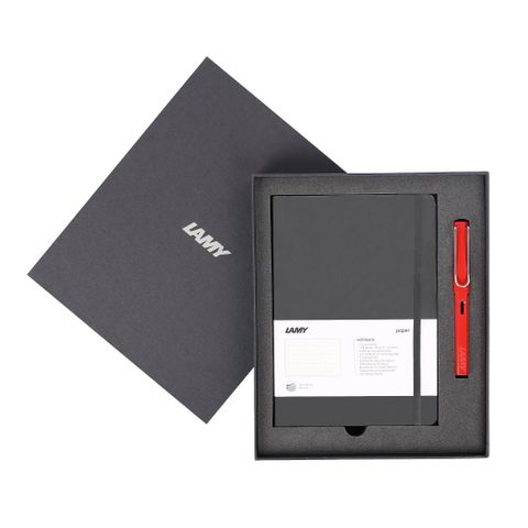  Gift set LAMY Notebook A5 softcover black + LAMY Safari Red 