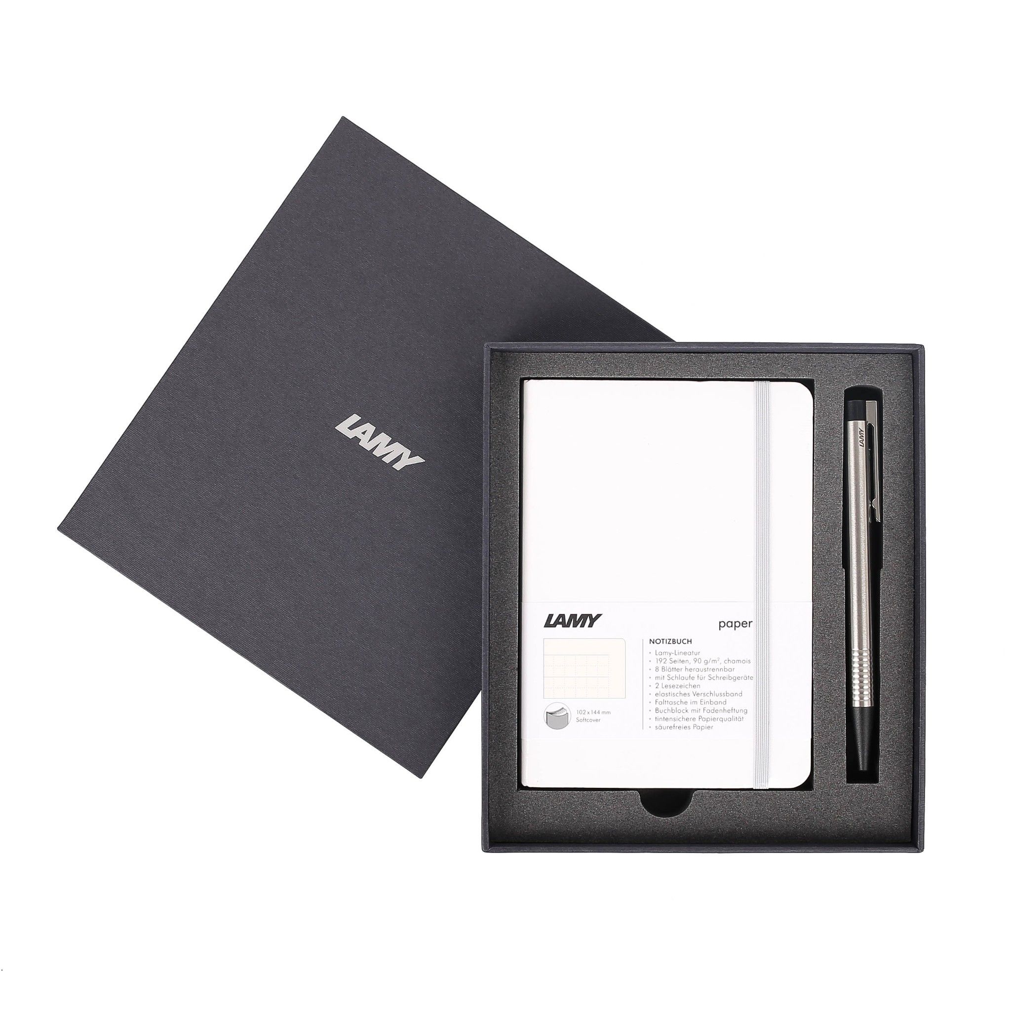 Gift set LAMY Notebook A6 softcover White + LAMY Logo Steel