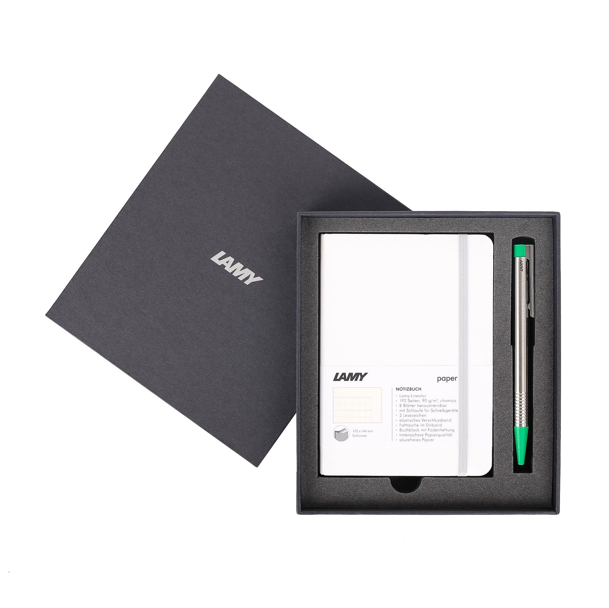 Gift set LAMY Notebook A6 softcover White + LAMY Logo Green
