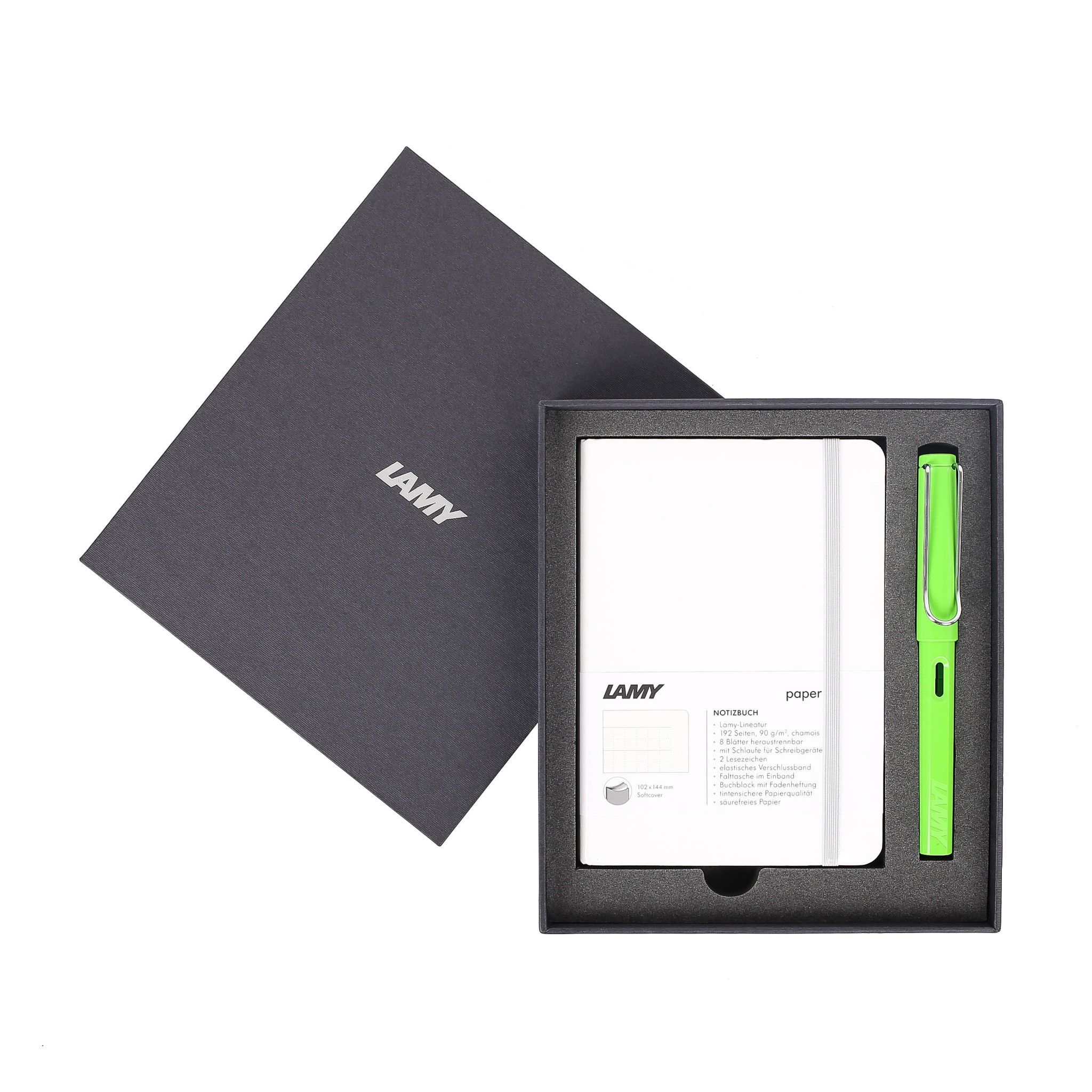 Gift set LAMY Notebook A6 softcover White + LAMY Safari Green