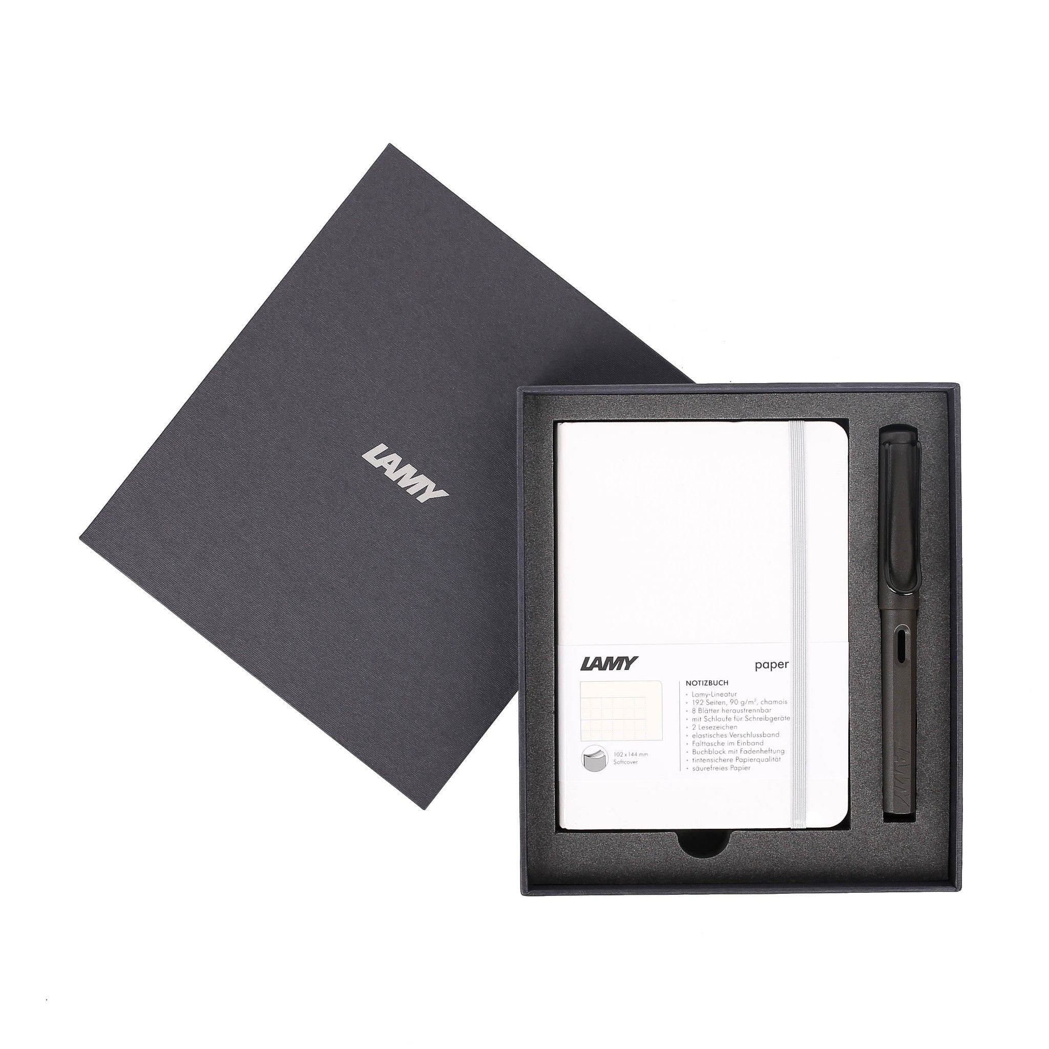 Gift set LAMY Notebook A6 softcover White + LAMY Safari Matt Black