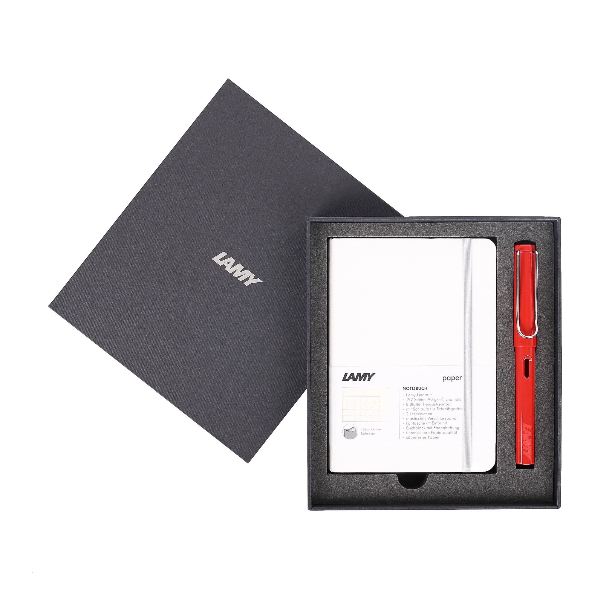 Gift set LAMY Notebook A6 softcover White + LAMY Safari Red